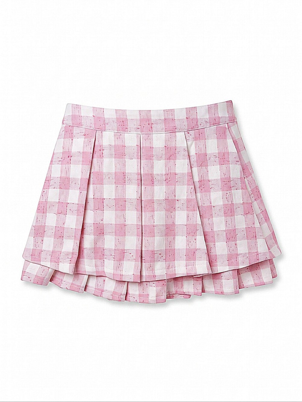 NEW! Romwe Pleated Pink Gingham Mini Skirt - Picture 2 of 2
